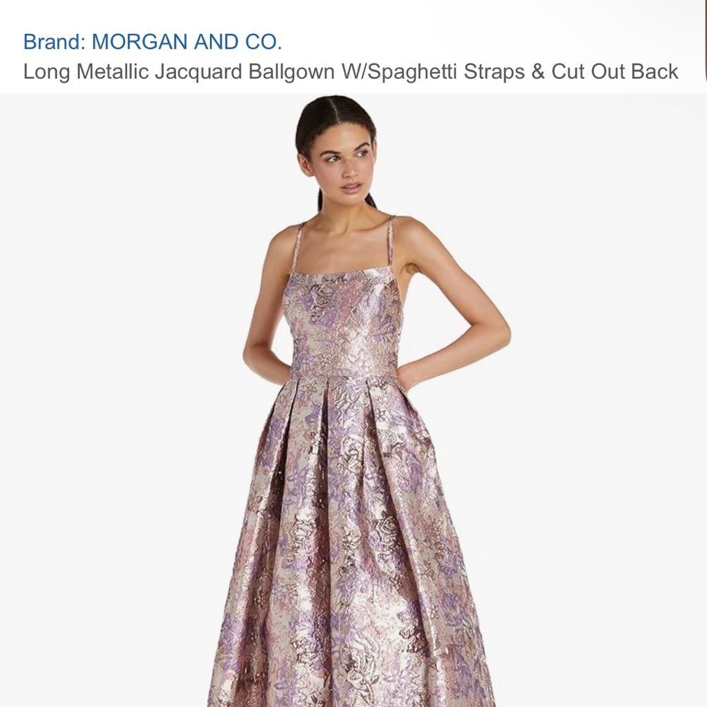 Morgan & Co. Metallic Jacquard Ballgown